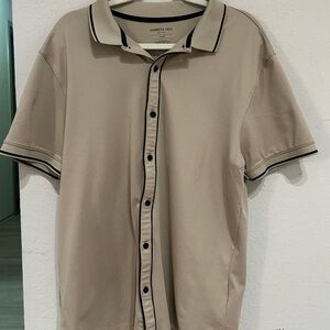 Kenneth Cole Men's Beige Short Sleeve Shirt